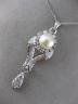 ANTIQUE .50CT OLD MINE DIAMOND AAA SOUTH SEA PEARL 14K WHITE GOLD PENDANT #21893