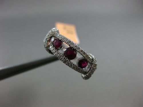ESTATE .92CT DIAMOND & AAA RUBY 14KT WHITE GOLD 3 STONE PAST PRESNT FUTURE RING