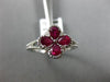 ESTATE .80CT DIAMOND & AAA RUBY 14K WHITE GOLD 4 LEAF FLOWER FILIGREE FUN RING