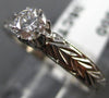 ANTIQUE .35CT ROUND DIAMOND 18KT WHITE GOLD FILIGREE CROWN ENGAGEMENT RING #6190