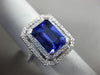 ESTATE LARGE 5.14CT DIAMOND & AAA TANZANITE 14KT WHITE GOLD HALO ENGAGEMENT RING