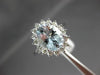 ESTATE LARGE 2.65CT DIAMOND & AAA AQUAMARINE 14KT WHITE GOLD 3D ENGAGEMENT RING