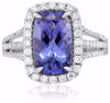 ESTATE LARGE 4.39CT DIAMOND & AAA TANZANITE 14KT WHITE GOLD HALO ENGAGEMENT RING