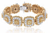LARGE 6.51CT WHITE & FANCY YELLOW DIAMOND 18K 2 TONE GOLD FLOWER TENNIS BRACELET