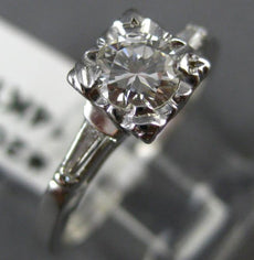 ANTIQUE .60CT DIAMOND 14K WHITE GOLD 3D FILIGREE FISHTAIL ENGAGEMENT RING #20145