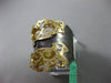 ANTIQUE LARGE .21CT DIAMOND 18K BLACK & YELLOW GOLD 3D DOUBLE CROWN ITALIAN RING