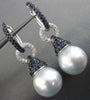LARGE 1.57CT DIAMOND AAA SAPPHIRE & SOUTH SEA PEARL 18KT WHITE GOLD 3D EARRINGS