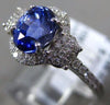 ESTATE 1.66CT DIAMOND & AAA SAPPHIRE 14KT WHITE GOLD OVAL FLOWER ENGAGEMENT RING