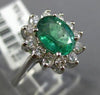 ESTATE 2.10CT DIAMOND & EMERALD 14K WHITE GOLD OVAL HALO CLASSIC ENGAGEMENT RING