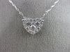 ESTATE .45CT DIAMOND 18KT WHITE GOLD CLASSIC 3D PAVE HEART LOVE FLOATING PENDANT