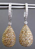 ESTATE LARGE 3.68CT FANCY DIAMOND 18K WHITE & ROSE GOLD PEAR SHAPE DROP EARRINGS