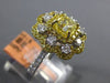 ESTATE LARGE 1.05CT WHITE & FANCY YELLOW DIAMOND 18K 2 TONE GOLD ENGAGEMENT RING