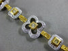 WIDE 2.34 WHITE & FANCY YELLOW DIAMOND 18K 2 TONE GOLD 3D FLOWER TENNIS BRACELET