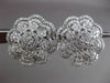 ESTATE LARGE 4.17CT DIAMOND 18KT WHITE GOLD 3D FLOWER CLUSTER CLIP ON EARRINGS