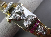 ANTIQUE LARGE .70CTW DIAMOND & AAA RUBY 14KT TWO TONE GOLD WATCH BRACELET #23738