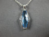 ESTATE 1.59CT DIAMOND & AAA BLUE TOPAZ 14K WHITE GOLD TRAPEZOID FLOATING PENDANT