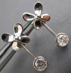 ESTATE .40CT DIAMOND 18KT WHITE GOLD 3D BEZEL BUTTERFLY HANGING EARRINGS #6417
