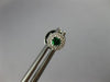 ESTATE SMALL .20CT DIAMOND & AAA EMERALD 18K WHITE GOLD ROUND HALO STUD EARRINGS