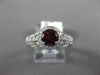 ESTATE 1.12CT DIAMOND & AAA ROUND RHODOLITE 14KT WHITE GOLD 3D ENGAGEMENT RING