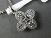 ESTATE .47CT DIAMOND 18K WHITE GOLD 4 CLOVER HALO ETOILE FLOWER FLOATING PENDANT