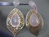 ESTATE LARGE 2.20CT DIAMOND & AVENTURINE 14K WHITE & ROSE GOLD FILIGREE EARRINGS