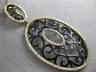 ESTATE LARGE .60CT DIAMOND 18K YELLOW & BLACK GOLD 3D OVAL OPEN FILIGREE PENDANT