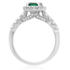 1.63CT DIAMOND & AAA COLOMBIAN EMERALD 14KT WHITE GOLD 3D HALO ENGAGEMENT RING