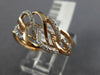 ESTATE WIDE .18CT ROUND CUT DIAMOND 14KT ROSE GOLD MULTI LEAF ANNIVERSARY RING
