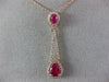 ESTATE 1.57CT DIAMOND & AAA RUBY 14KT ROSE GOLD 3D TEAR DROP FLOATING PENDANT