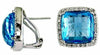 10.22CT DIAMOND & AAA BLUE TOPAZ 14KT WHITE GOLD 3D SQUARE HALO CLIP ON EARRINGS