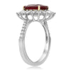 GIA LARGE 4.55CT DIAMOND & AAA RUBY 18KT TWO TONE GOLD OVAL FLOWER PROMISE RING
