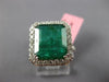 ESTATE LARGE 3.93CT DIAMOND & AAA EMERALD 18KT WHITE GOLD SQUARE ENGAGEMENT RING