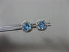 ESTATE WIDE .78CT DIAMOND & BLUE TOPAZ 14KT WHITE GOLD ROUND HALO STUD EARRINGS