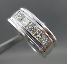ESTATE 1.26CT DIAMOND 5 STONE PLATINUM CHANNEL MENS ANNIVERSARY RING F/VS #18705