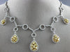 ESTATE LARGE 8.90CT WHITE & FANCY YELLOW DIAMOND 18K 2 TONE GOLD LARIAT NECKLACE