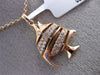 ESTATE .26CT DIAMOND 14KT ROSE GOLD HANDCRAFTED 3D LUCKY FISH FLOATING PENDANT