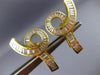ESTATE EXTRA LARGE 5.10CT BAGUETTE DIAMOND 18KT YELLOW GOLD 3D CLIP ON EARRINGS