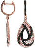 ESTATE 2.40CT WHITE & BLACK DIAMOND 14KT ROSE GOLD 3D TEAR DROP HANGING EARRINGS