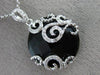 ESTATE LARGE 11.90CT DIAMOND & AAA ONYX 14KT WHITE GOLD 3D OPEN FILIGREE PENDANT