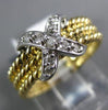 ESTATE .14CT DIAMOND 14KT WHITE & YELLOW TONE GOLD CLASSIC X LOVE ROPE FUN RING