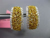 ESTATE LARGE 2.97CT WHITE & FANCY INTENSE DIAMOND 18KT TWO TONE GOLD 3D EARRINGS