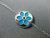 ESTATE WIDE .04CT DIAMOND & TURQUOISE 18K WHITE GOLD 3D FLOWER CIRCULAR BRACELET
