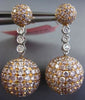 ESTATE 7.13CT WHITE & PINK DIAMOND 18KT WHITE & ROSE GOLD BALL HANGING EARRINGS