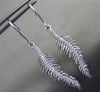 ESTATE LARGE .57CT DIAMOND 14KT WHITE GOLD 3D WAVE LEAF HANGING EARRINGS