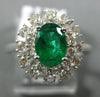 ANTIQUE 1.55CT DIAMOND & AAA EMERALD 14KT WHITE GOLD 3D DOUBLE HALO FLOWER RING