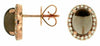 2.88CT DIAMOND & AAA SMOKY QUARTZ 14KT ROSE GOLD 3D CABOCHON OVAL STUD EARRINGS