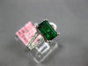 ESTATE .98CT DIAMOND & AAA EMERALD 18K WHITE GOLD 3D RECTANGULAR ENGAGEMENT RING