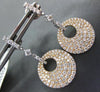 ESTATE 1.39CT DIAMOND 18KT WHITE & ROSE GOLD 3D CIRCULAR PAVE HANGING EARRINGS