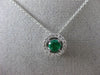 ESTATE .41CT DIAMOND & EMERALD 18KT WHITE GOLD CLASSIC HALO FLOATING PENDANT E/F