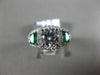 ESTATE 1.31CT DIAMOND & AAA SEMI MOON EMERALD 14KT WHITE GOLD 3D ENGAGEMENT RING